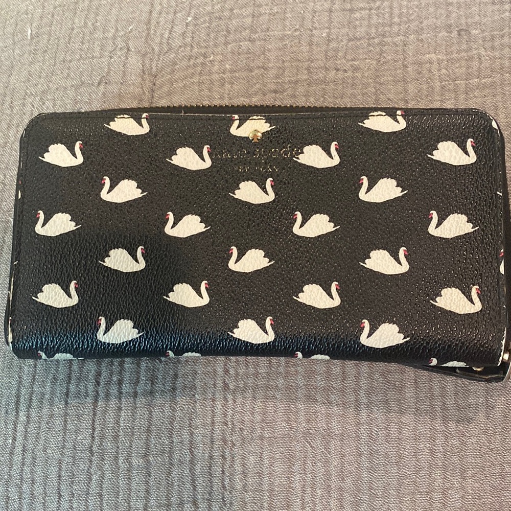 Kate Spade Zip Around Large Continental Wallet in swan print